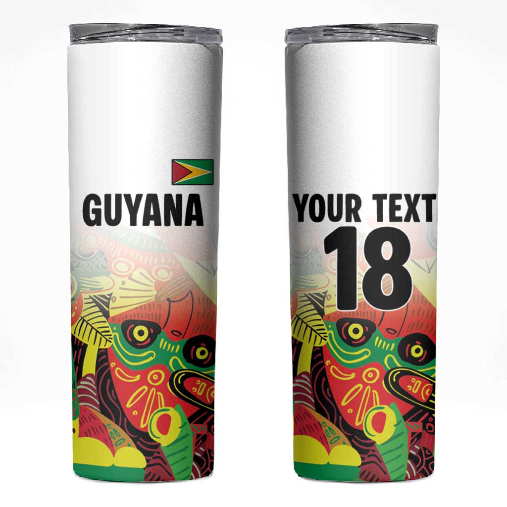Custom Guyana Football Pride Skinny Tumbler Golden Jaguars Go Champion - White LT18