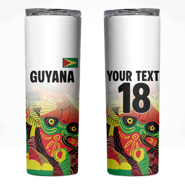 Custom Guyana Football Pride Skinny Tumbler Golden Jaguars Go Champion - White LT18