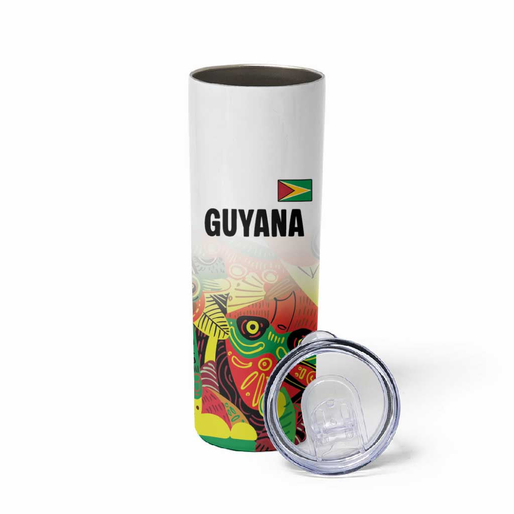 Custom Guyana Football Pride Skinny Tumbler Golden Jaguars Go Champion - White LT18