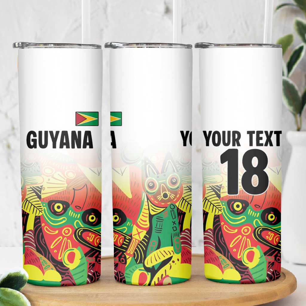 Custom Guyana Football Pride Skinny Tumbler Golden Jaguars Go Champion - White LT18
