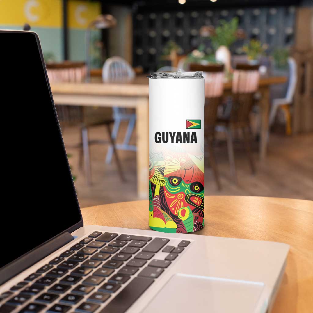 Custom Guyana Football Pride Skinny Tumbler Golden Jaguars Go Champion - White LT18