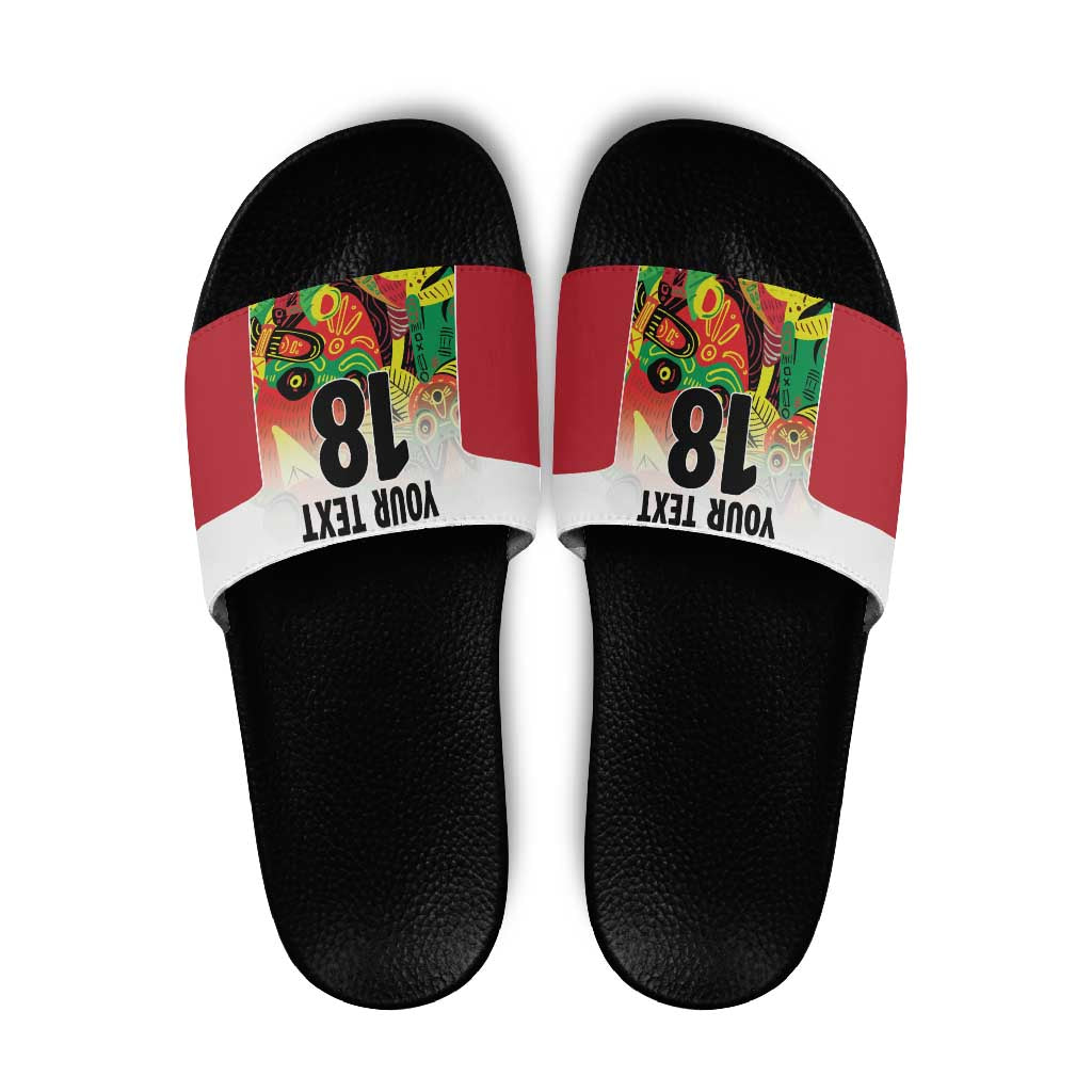 Custom Guyana Football Slide Sandals Golden Jaguars Spirit - White LT18