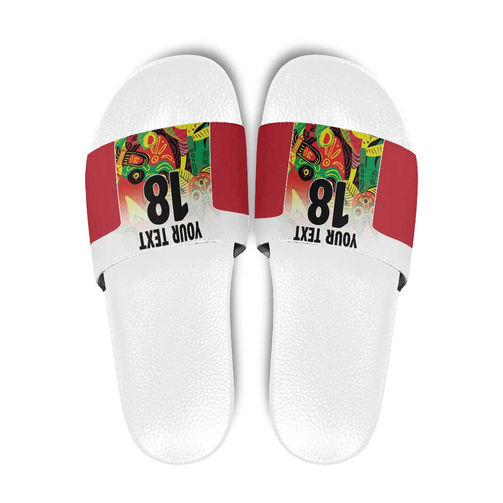 Custom Guyana Football Slide Sandals Golden Jaguars Spirit - White LT18