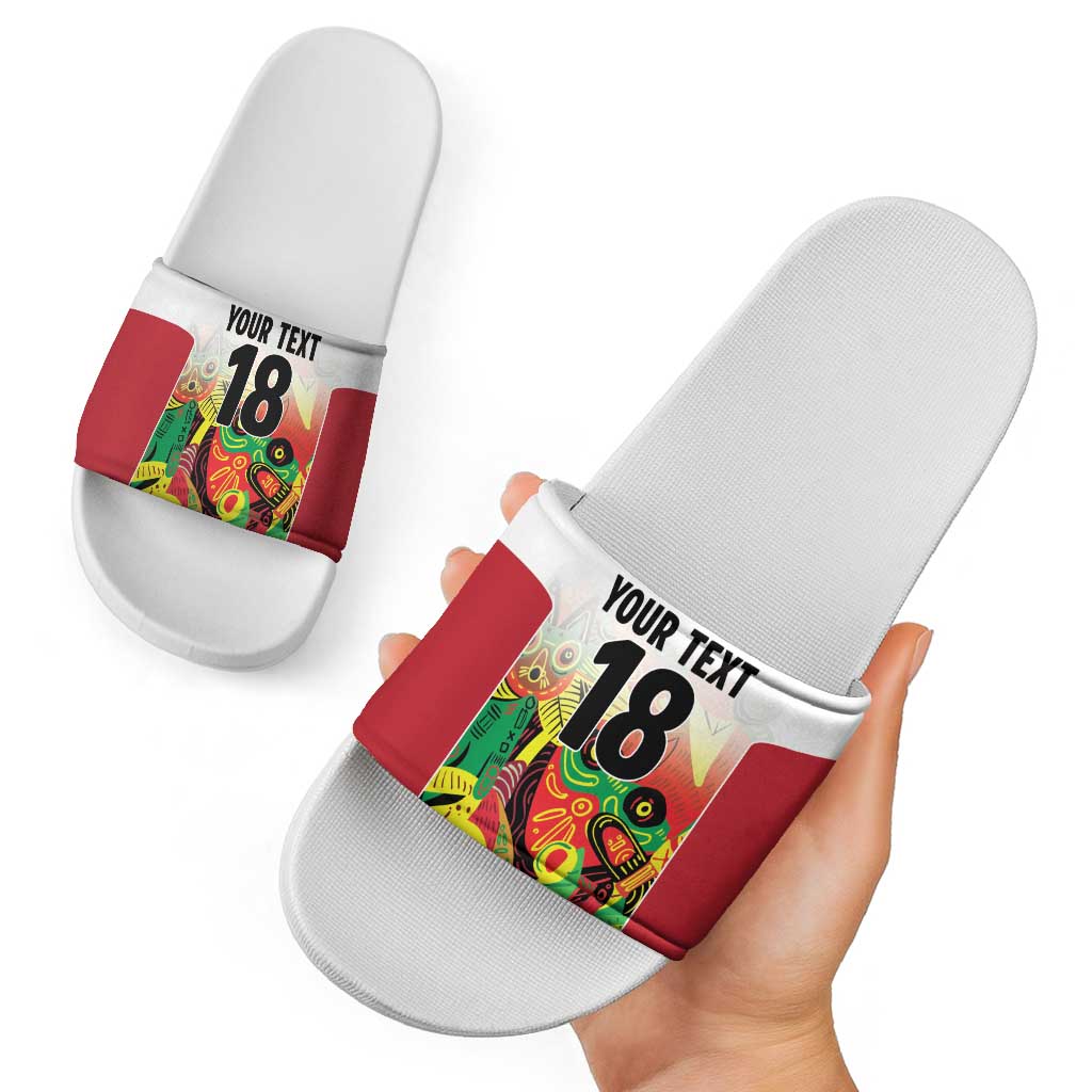 Custom Guyana Football Slide Sandals Golden Jaguars Spirit - White LT18