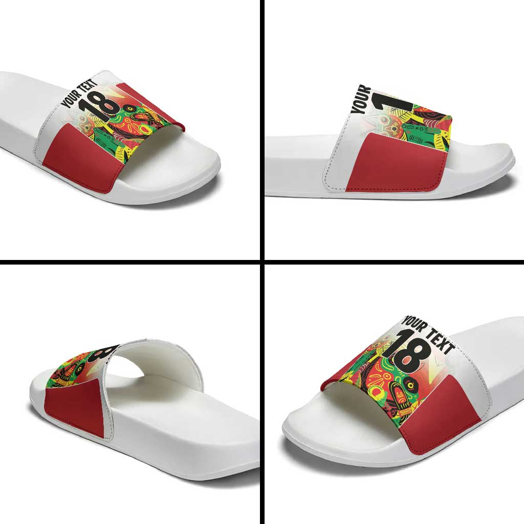 Custom Guyana Football Slide Sandals Golden Jaguars Spirit - White LT18