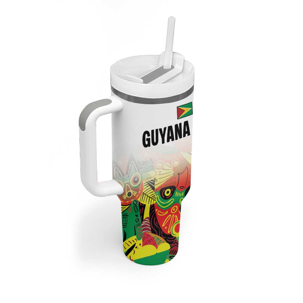 Custom Guyana Football Pride Tumbler With Handle Golden Jaguars Go Champion - White LT18