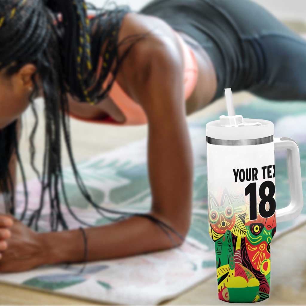 Custom Guyana Football Pride Tumbler With Handle Golden Jaguars Go Champion - White LT18