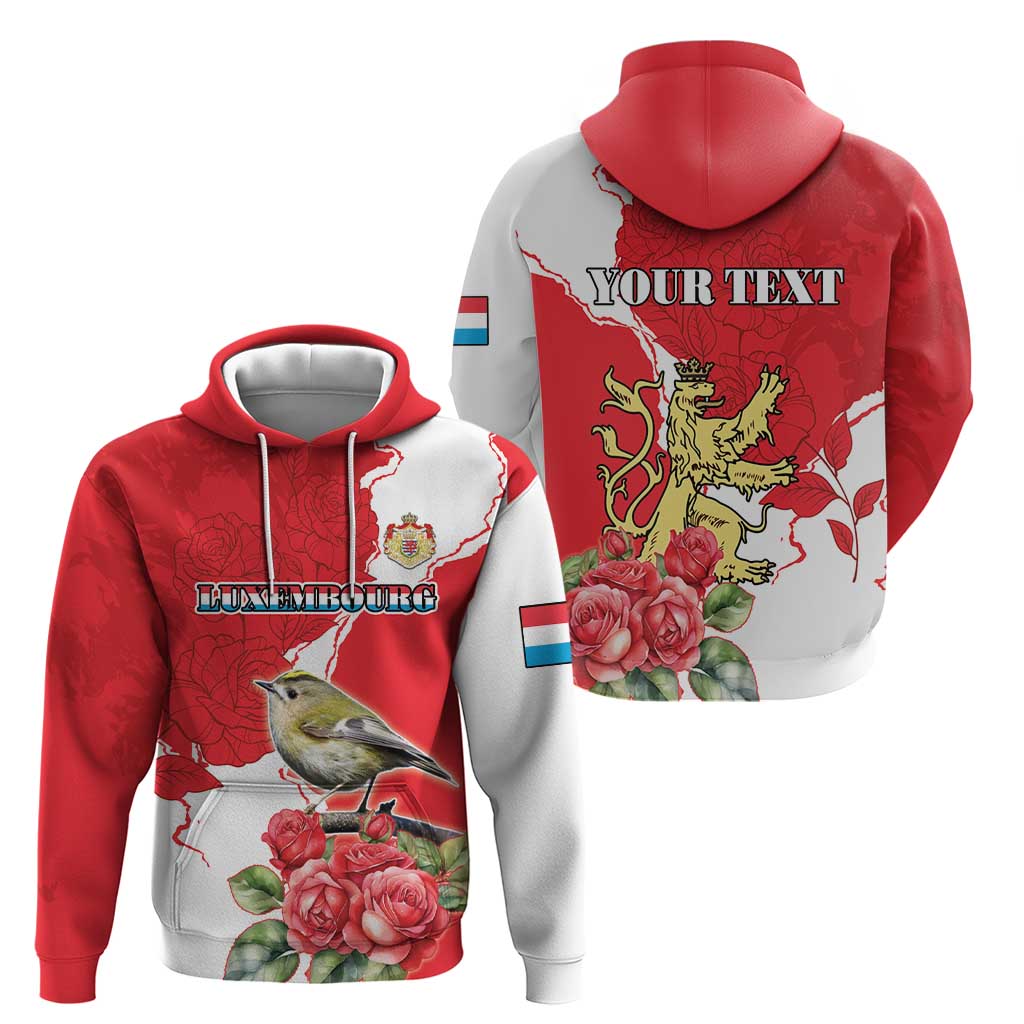 Personalized Luxembourg Goldcrest Regulus Hoodie Red Roses LT18