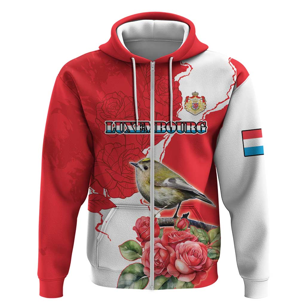 Personalized Luxembourg Goldcrest Regulus Hoodie Red Roses LT18