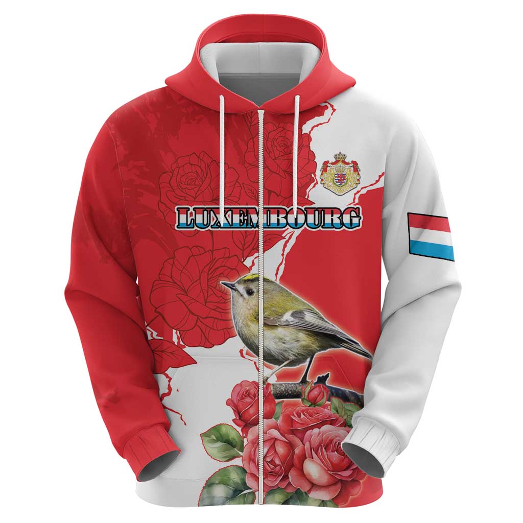 Personalized Luxembourg Goldcrest Regulus Hoodie Red Roses LT18