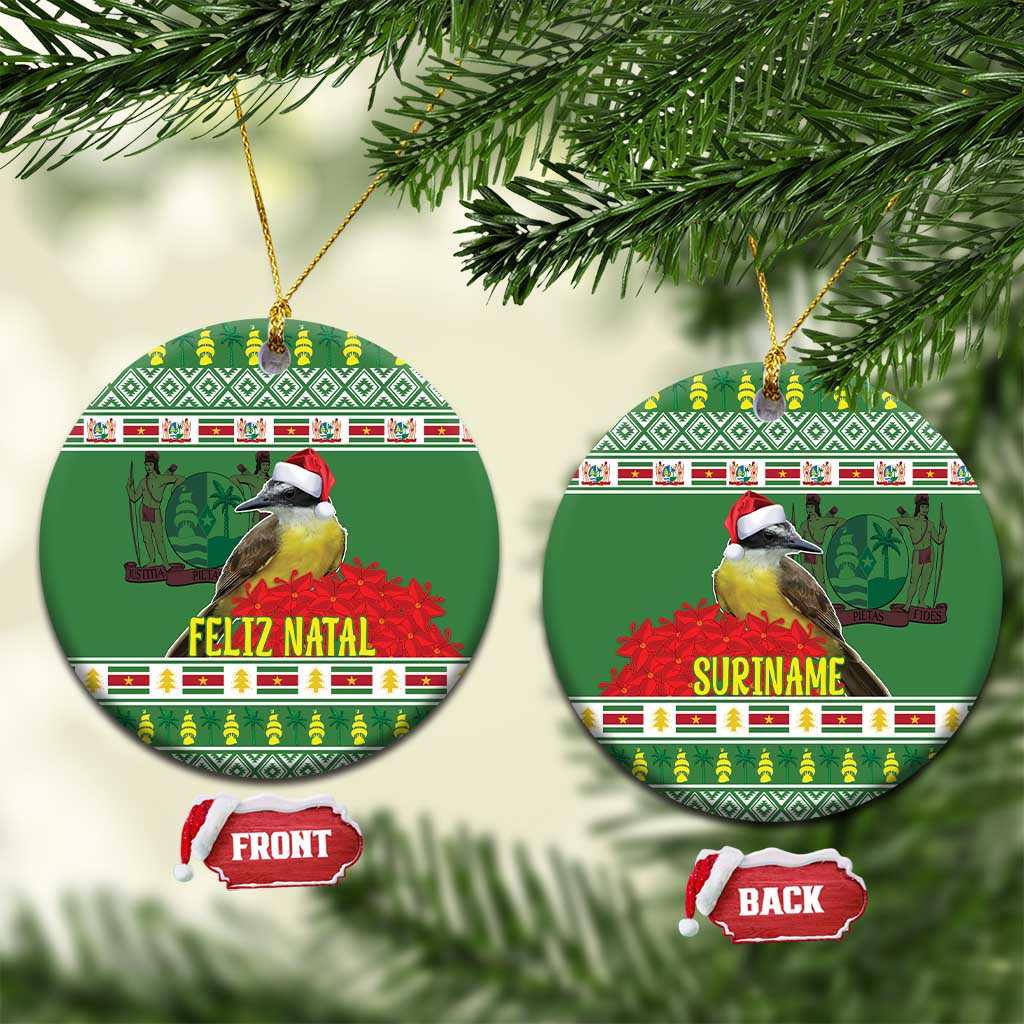 Suriname Christmas Ceramic Ornament Lesser Kiskadee With White Jungle Geranium LT18