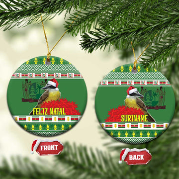 Suriname Christmas Ceramic Ornament Lesser Kiskadee With White Jungle Geranium LT18