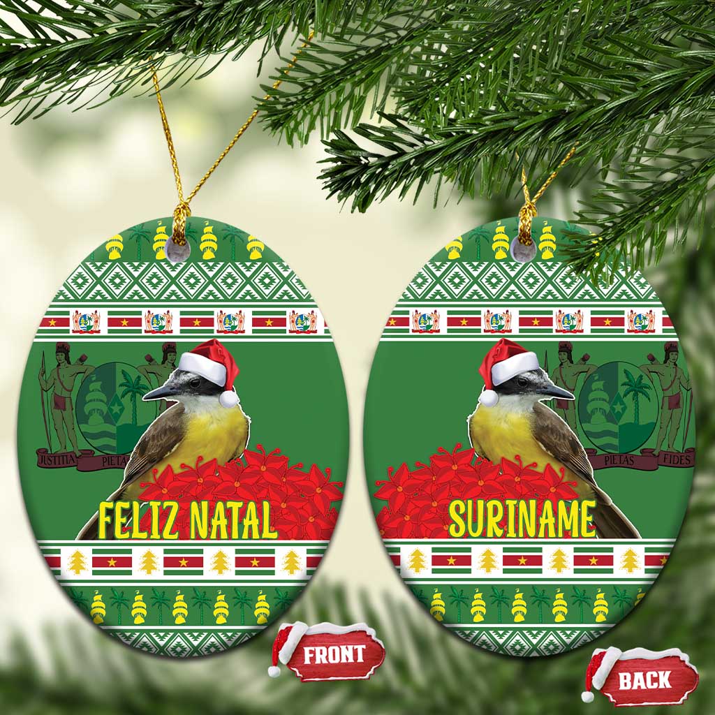 Suriname Christmas Ceramic Ornament Lesser Kiskadee With White Jungle Geranium LT18