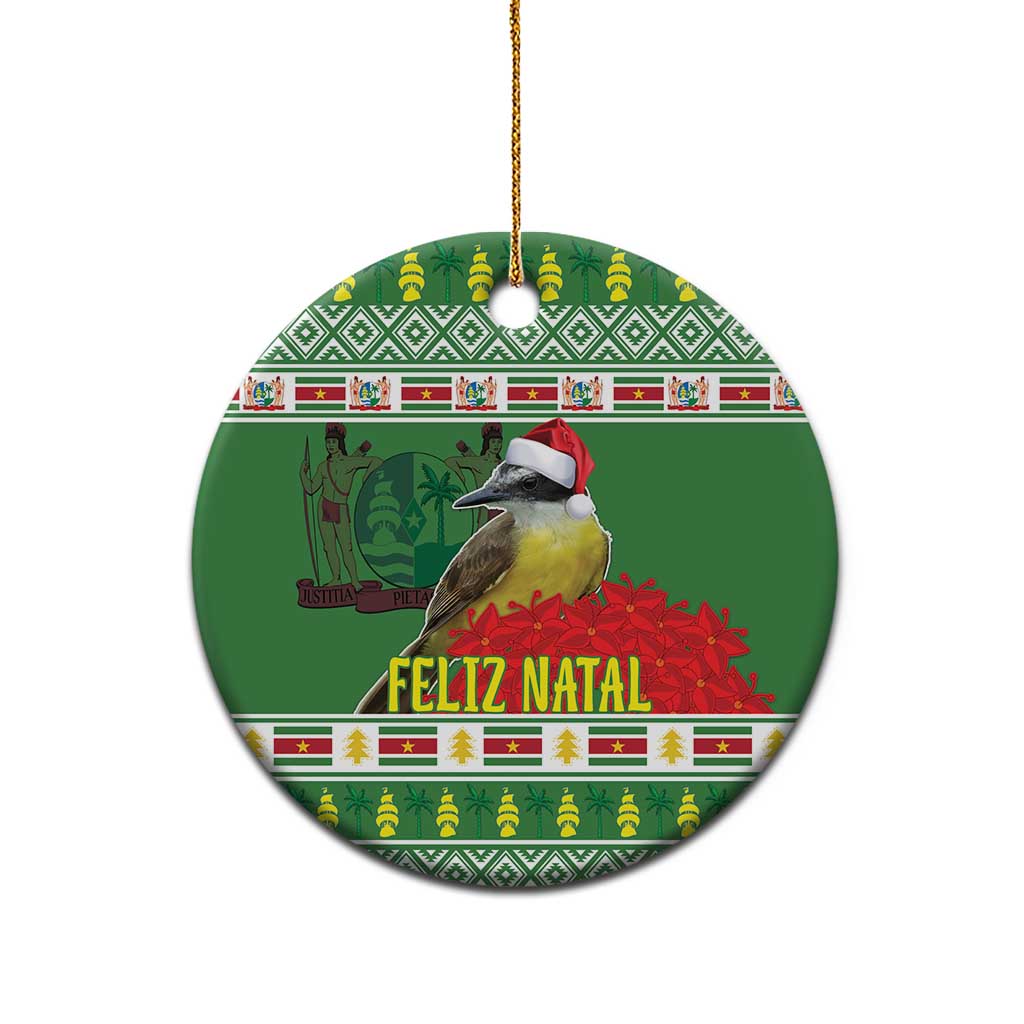 Suriname Christmas Ceramic Ornament Lesser Kiskadee With White Jungle Geranium LT18