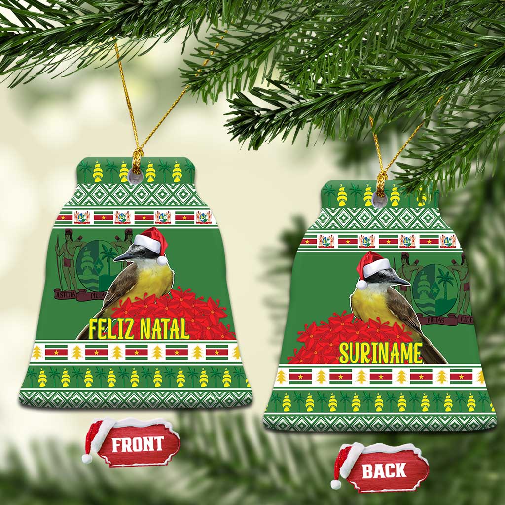Suriname Christmas Ceramic Ornament Lesser Kiskadee With White Jungle Geranium LT18