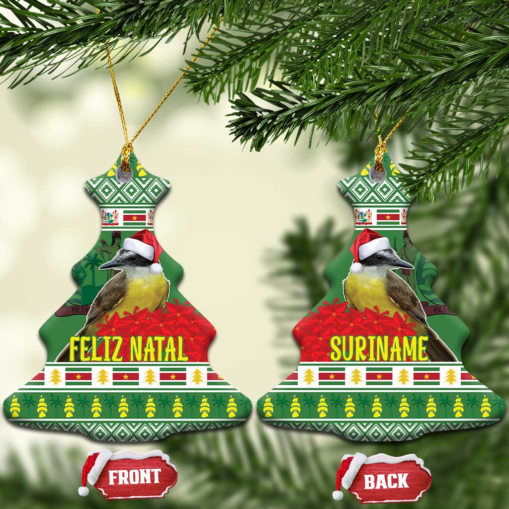 Suriname Christmas Ceramic Ornament Lesser Kiskadee With White Jungle Geranium LT18