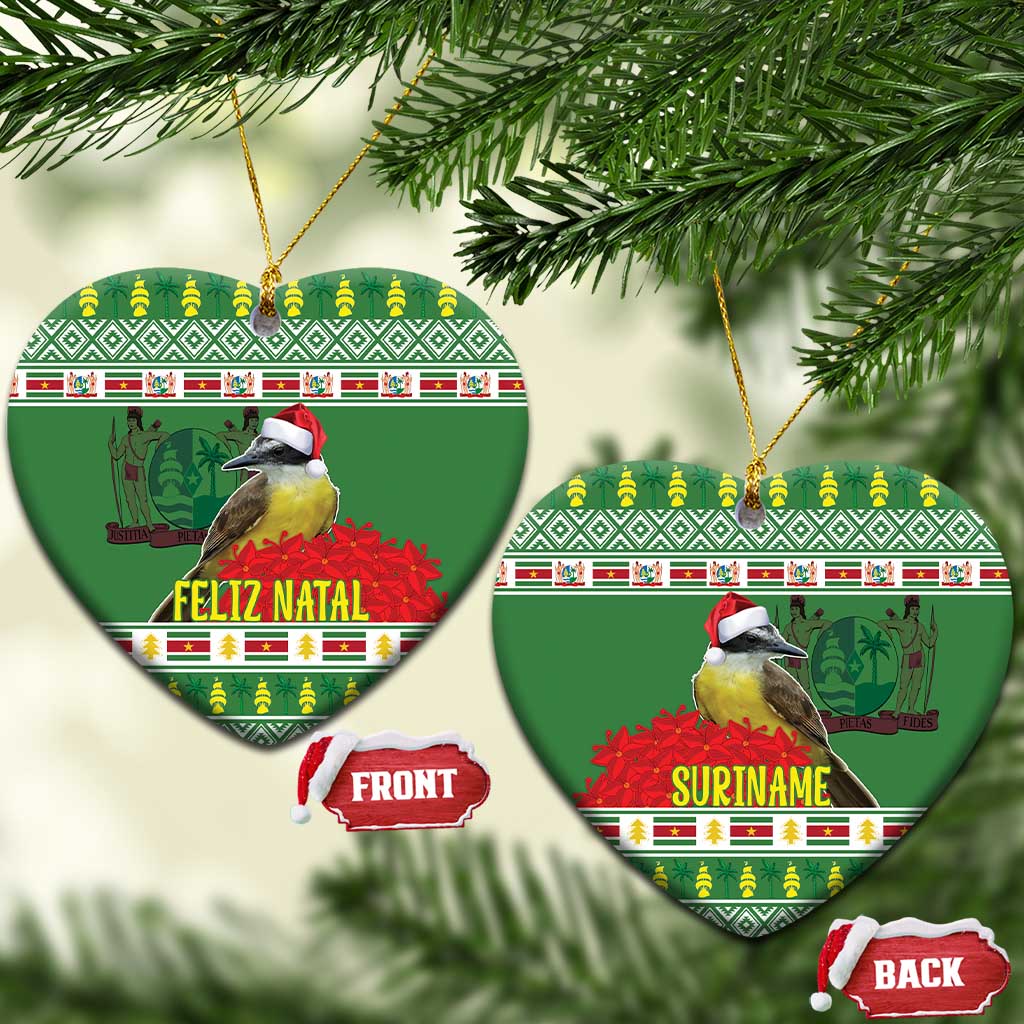 Suriname Christmas Ceramic Ornament Lesser Kiskadee With White Jungle Geranium LT18