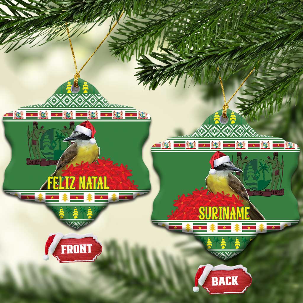 Suriname Christmas Ceramic Ornament Lesser Kiskadee With White Jungle Geranium LT18
