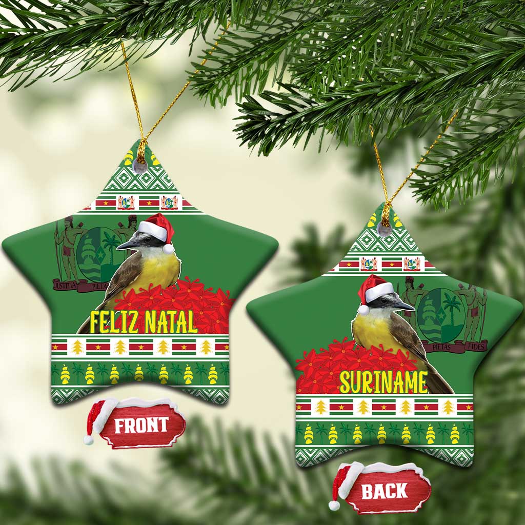 Suriname Christmas Ceramic Ornament Lesser Kiskadee With White Jungle Geranium LT18