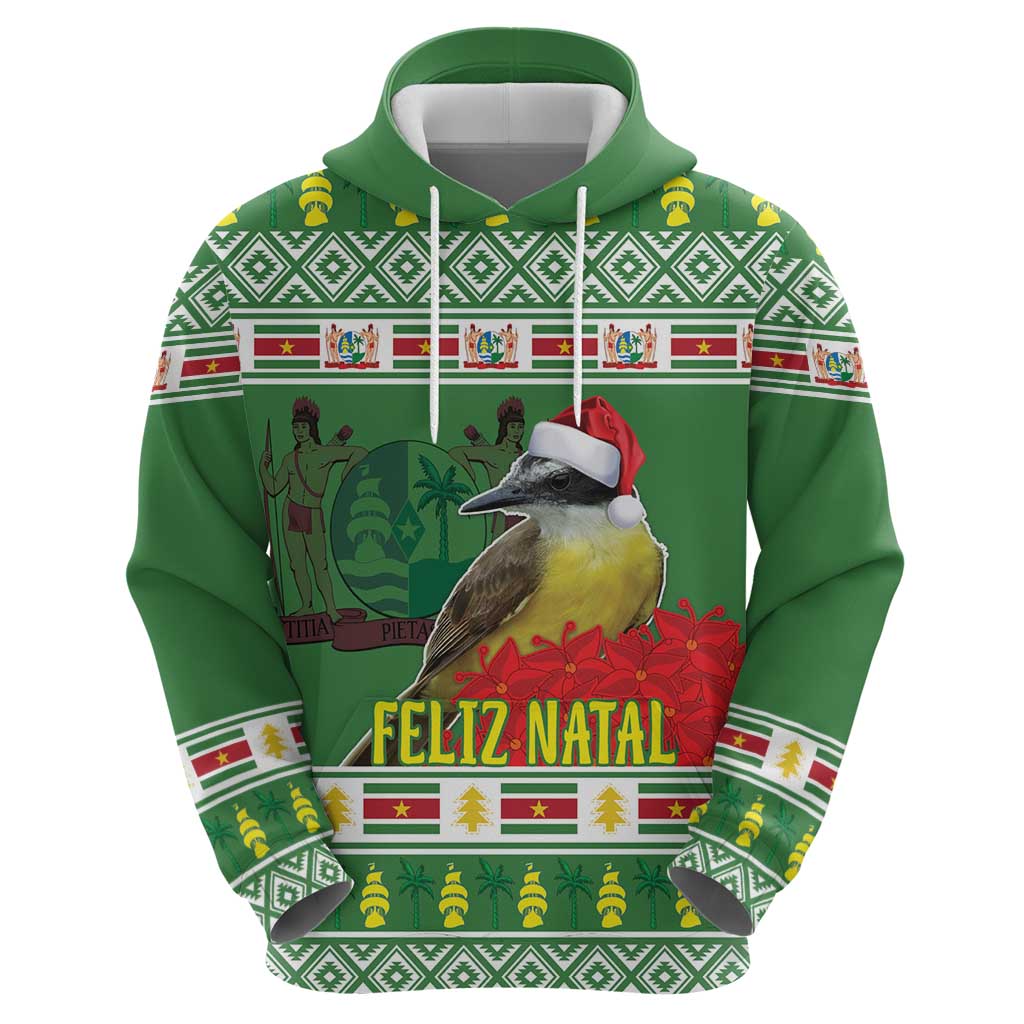 Suriname Christmas Hoodie Lesser Kiskadee With White Jungle Geranium LT18