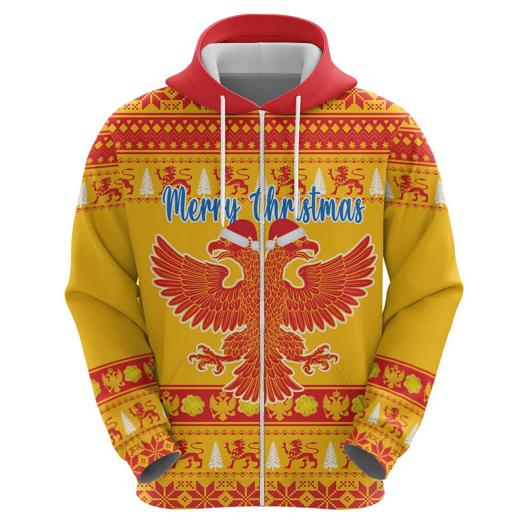 Montenegro Christmas Hoodie Double-headed Eagle With Christmas Pattern LT18