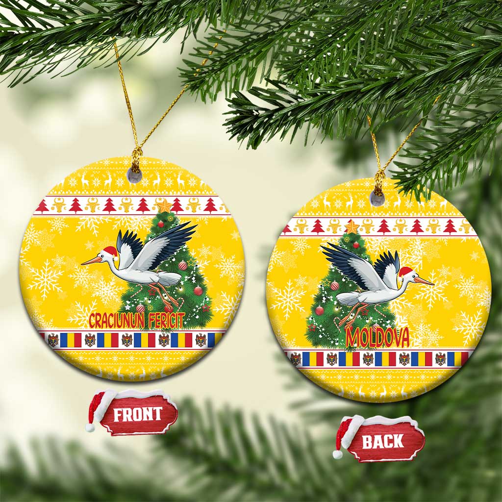 Moldova Christmas Ceramic Ornament White Stork Santa With Christmas Tree LT18