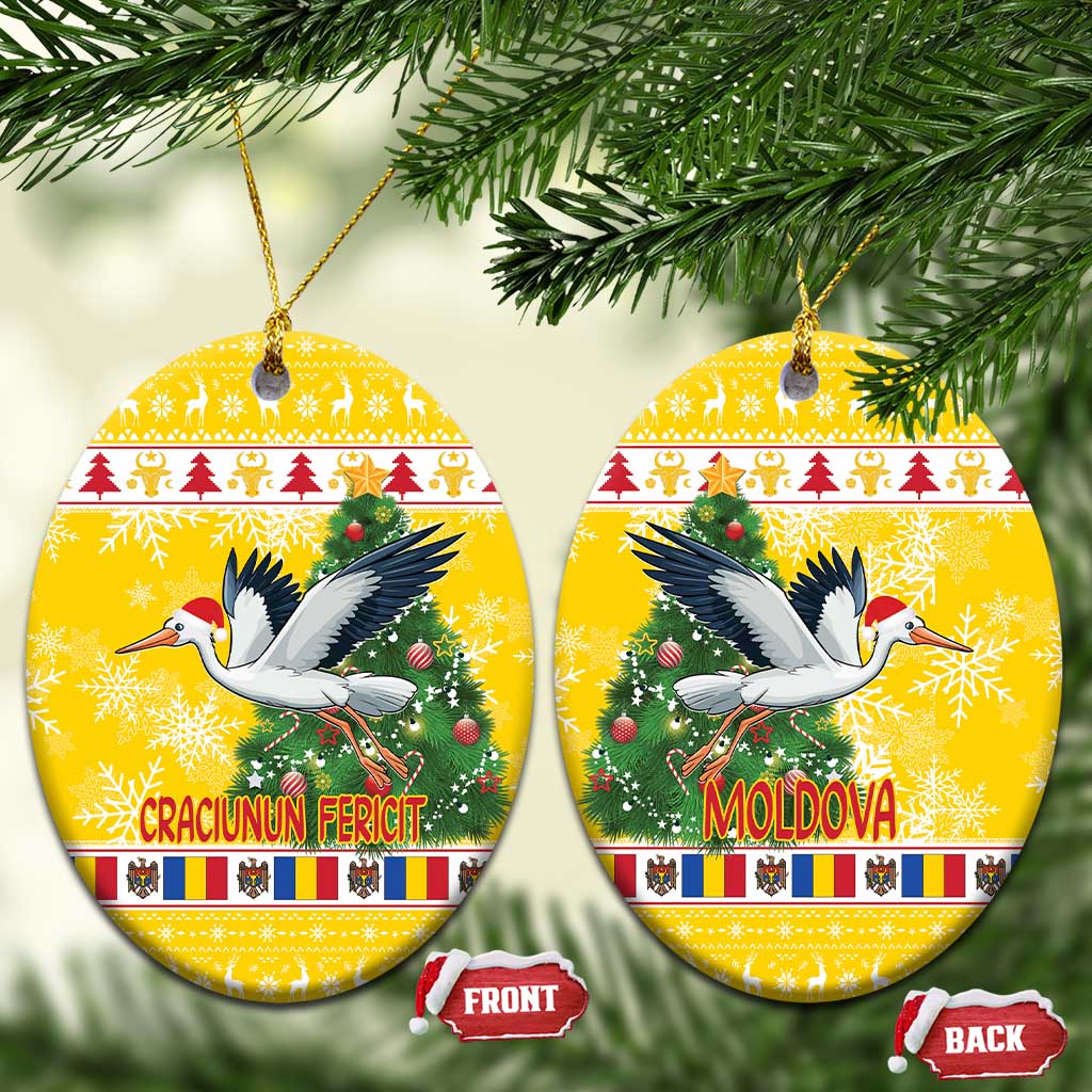 Moldova Christmas Ceramic Ornament White Stork Santa With Christmas Tree LT18