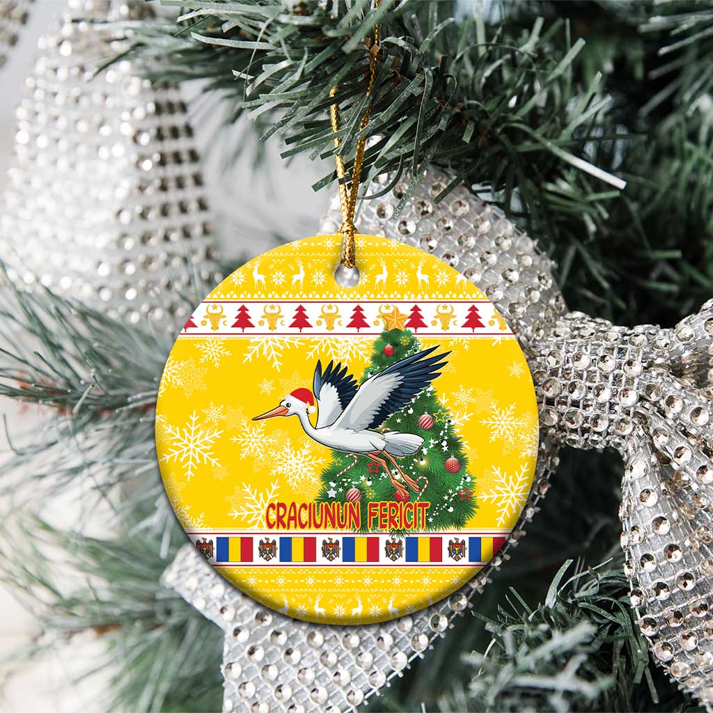 Moldova Christmas Ceramic Ornament White Stork Santa With Christmas Tree LT18