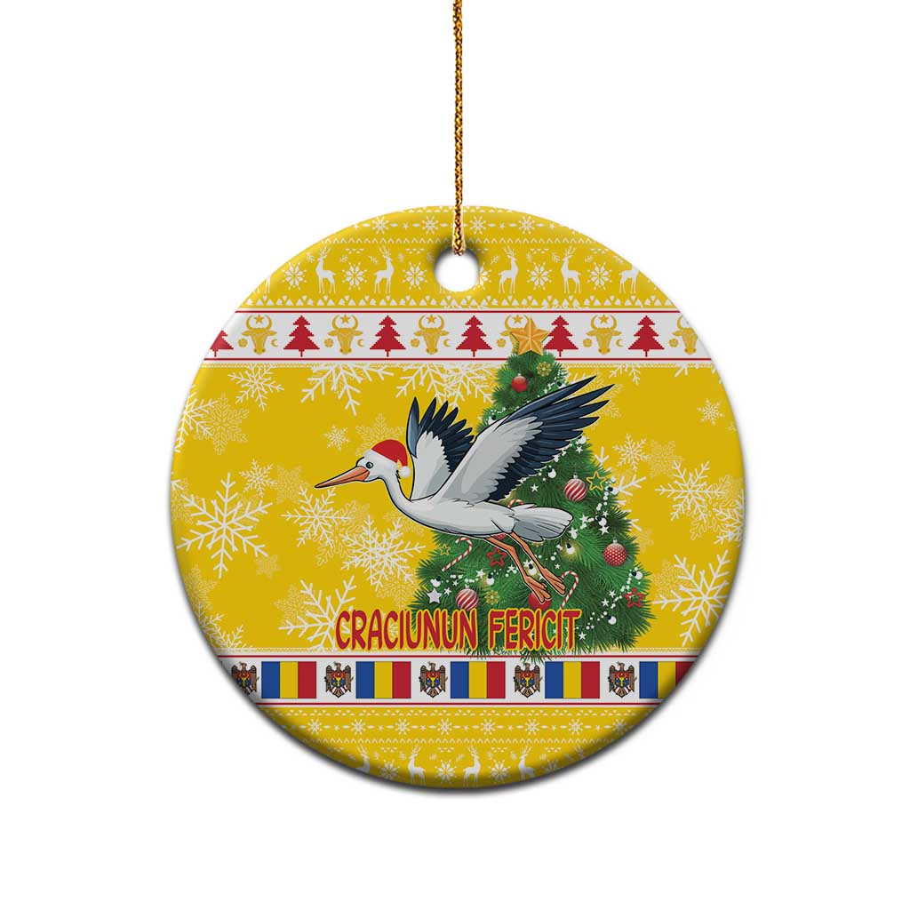 Moldova Christmas Ceramic Ornament White Stork Santa With Christmas Tree LT18