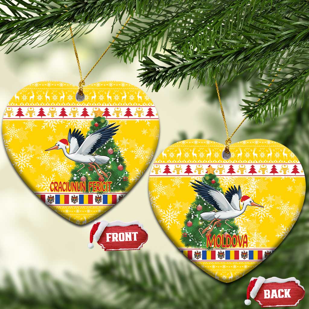 Moldova Christmas Ceramic Ornament White Stork Santa With Christmas Tree LT18