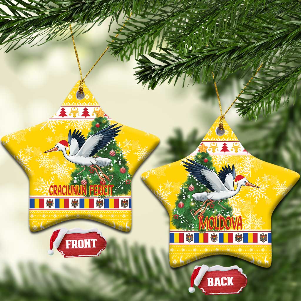 Moldova Christmas Ceramic Ornament White Stork Santa With Christmas Tree LT18