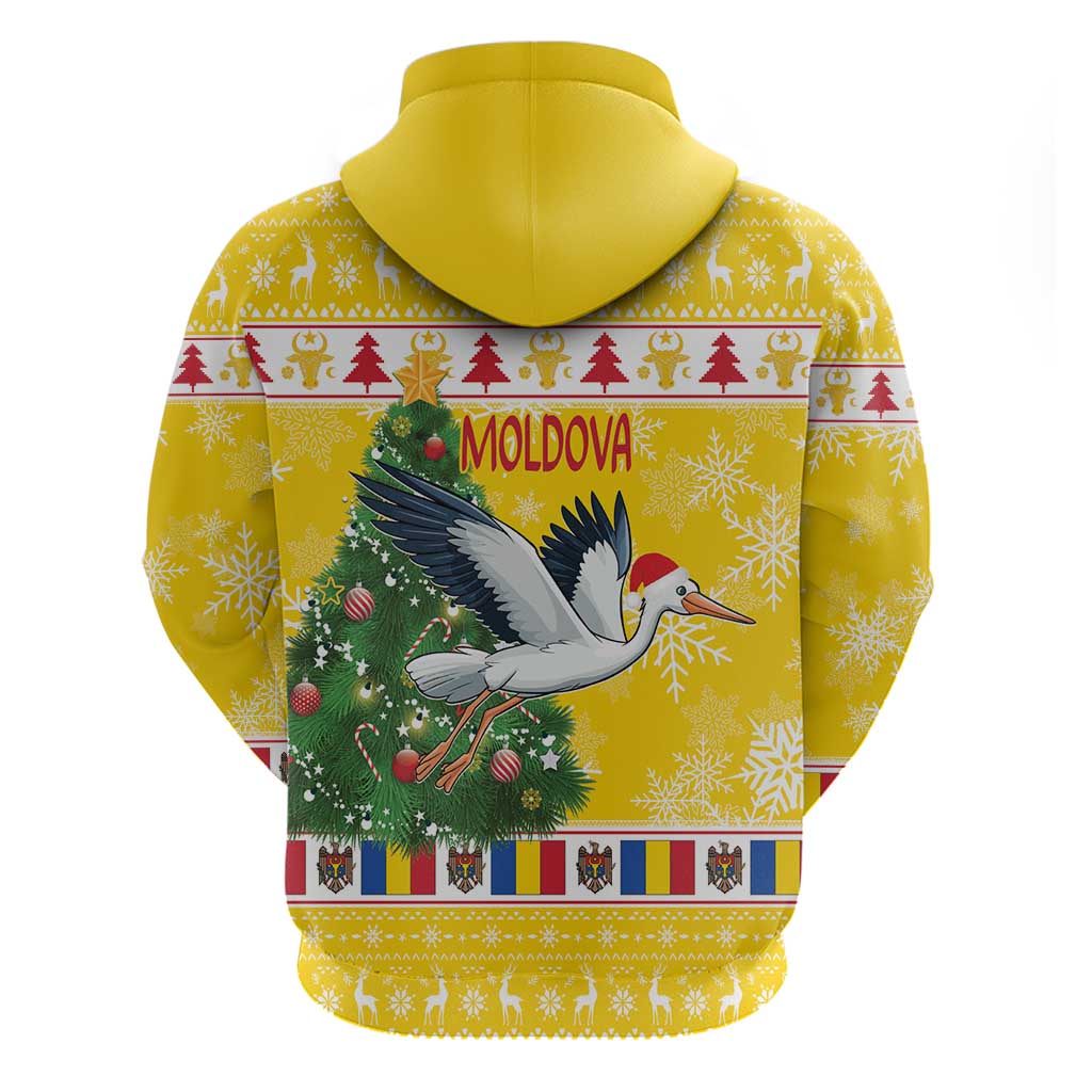 Moldova Christmas Hoodie White Stork Santa With Christmas Tree LT18