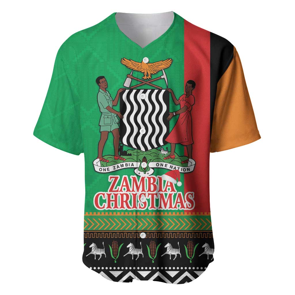 Afro Zambia Christmas Baseball Jersey Coat Of Arms With Kente Pattern LT18