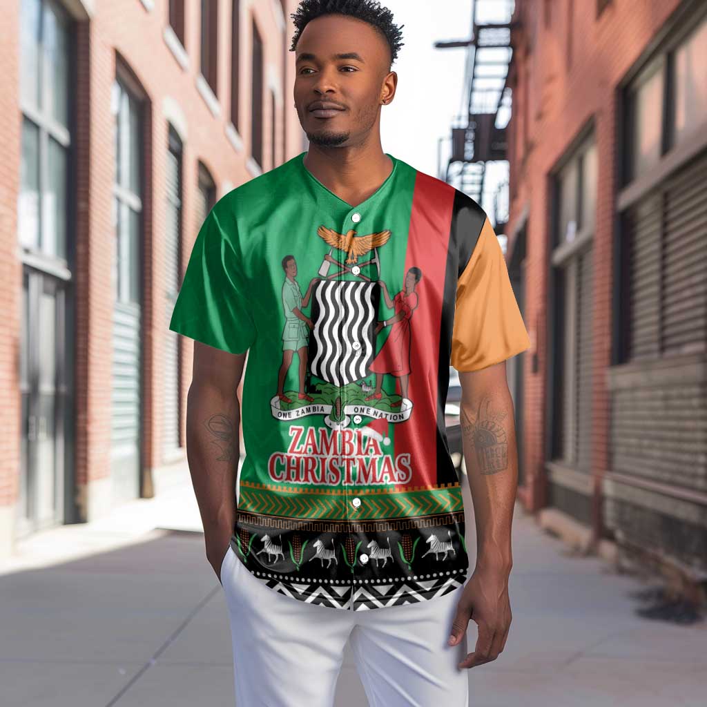 Afro Zambia Christmas Baseball Jersey Coat Of Arms With Kente Pattern LT18