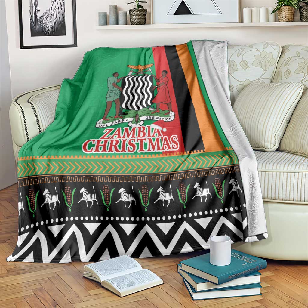 Afro Zambia Christmas Blanket Coat Of Arms With Kente Pattern LT18