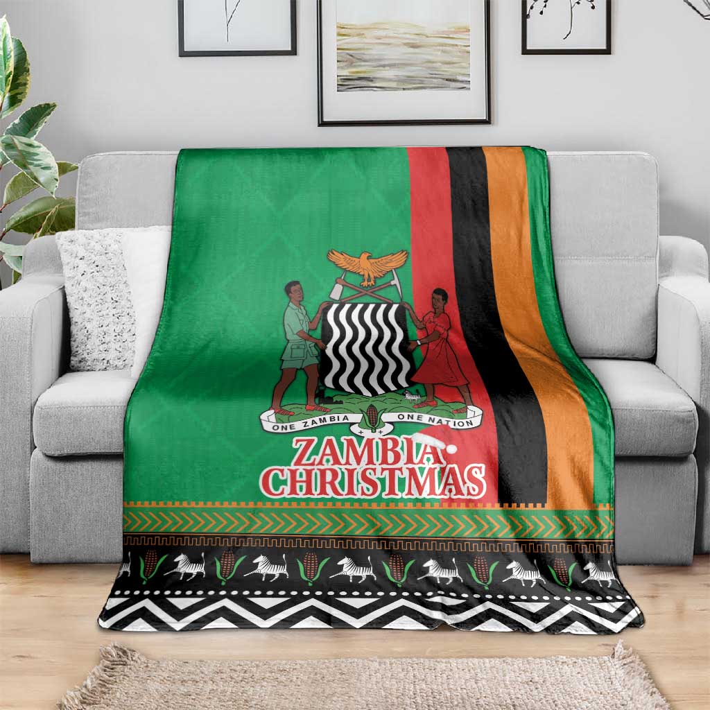 Afro Zambia Christmas Blanket Coat Of Arms With Kente Pattern LT18