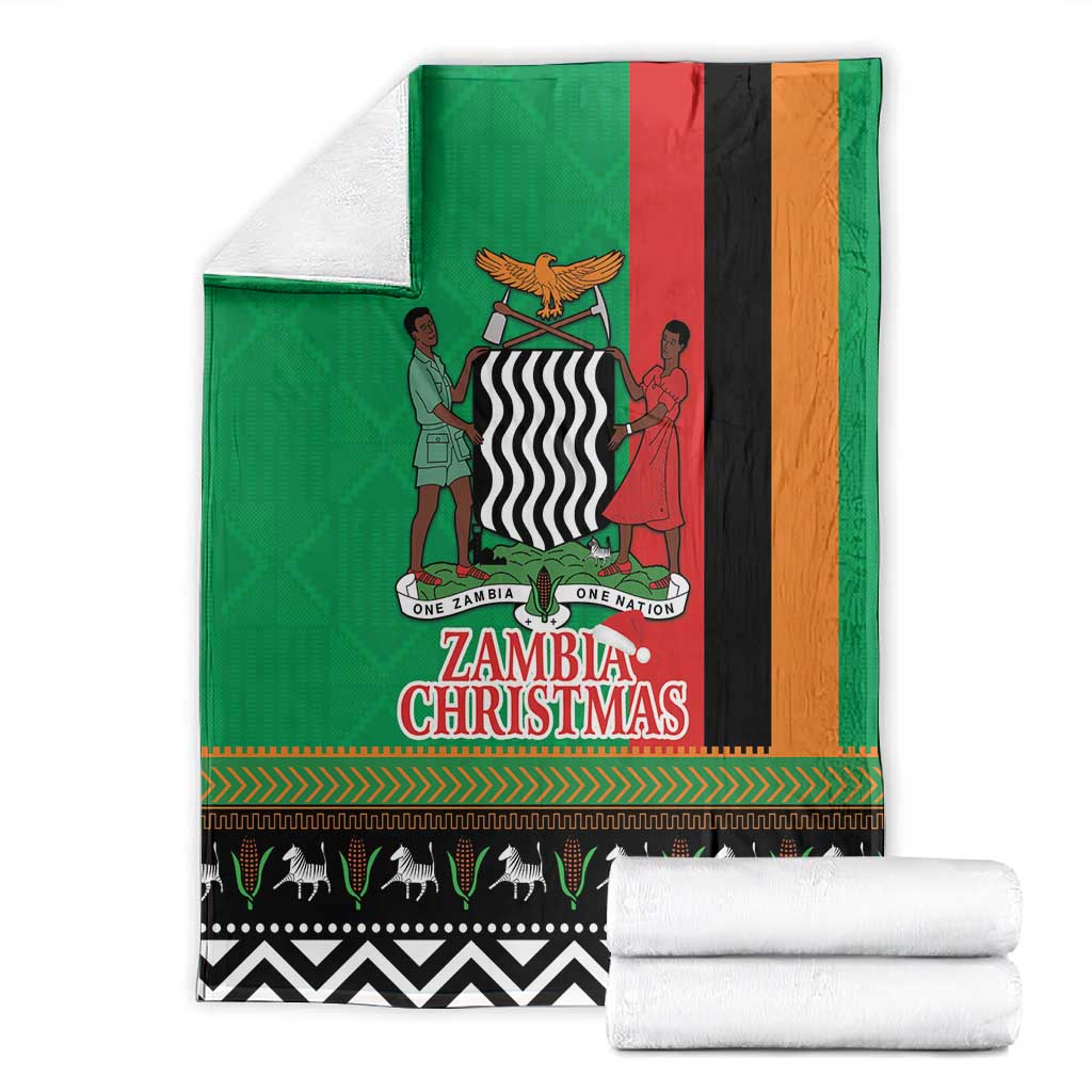Afro Zambia Christmas Blanket Coat Of Arms With Kente Pattern LT18