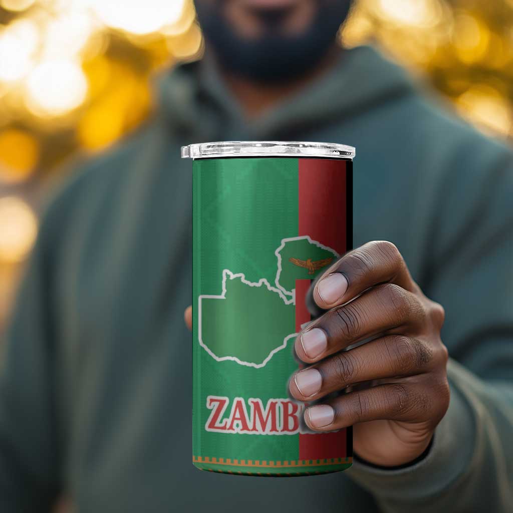 Afro Zambia Christmas 4 in 1 Can Cooler Tumbler Coat Of Arms With Kente Pattern LT18