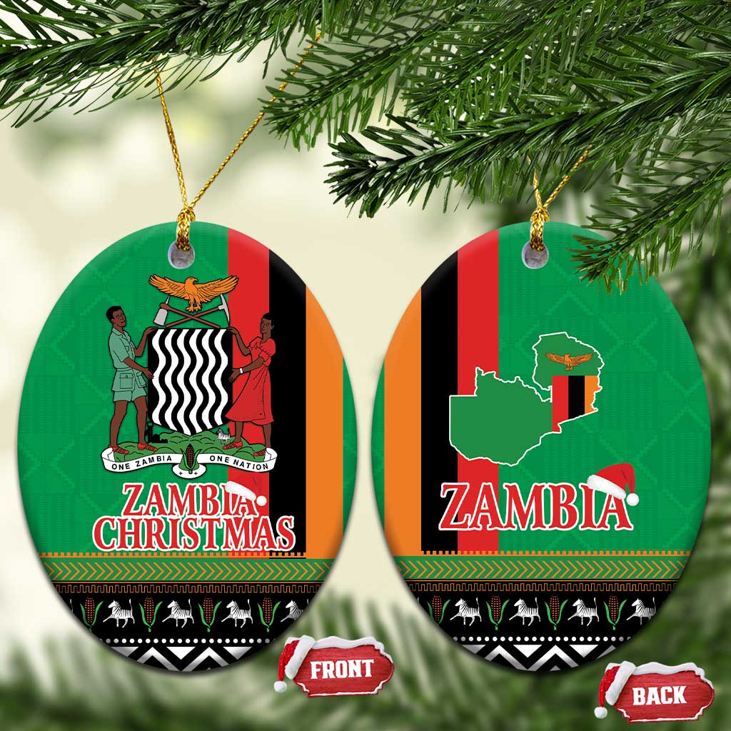 Zambia Christmas Ceramic Ornament One Zambia One Nation With Kente Pattern LT18