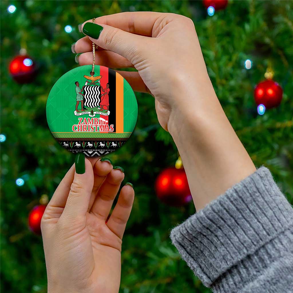 Zambia Christmas Ceramic Ornament One Zambia One Nation With Kente Pattern LT18