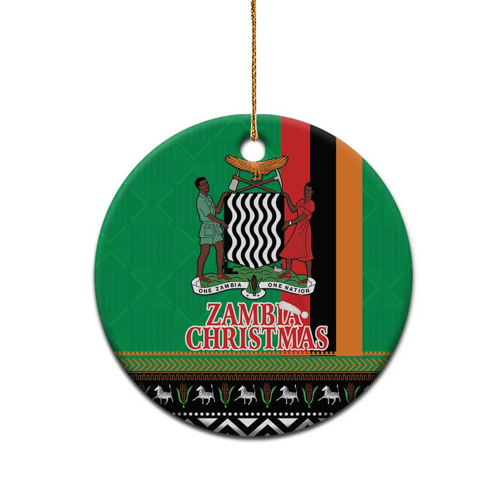 Zambia Christmas Ceramic Ornament One Zambia One Nation With Kente Pattern LT18