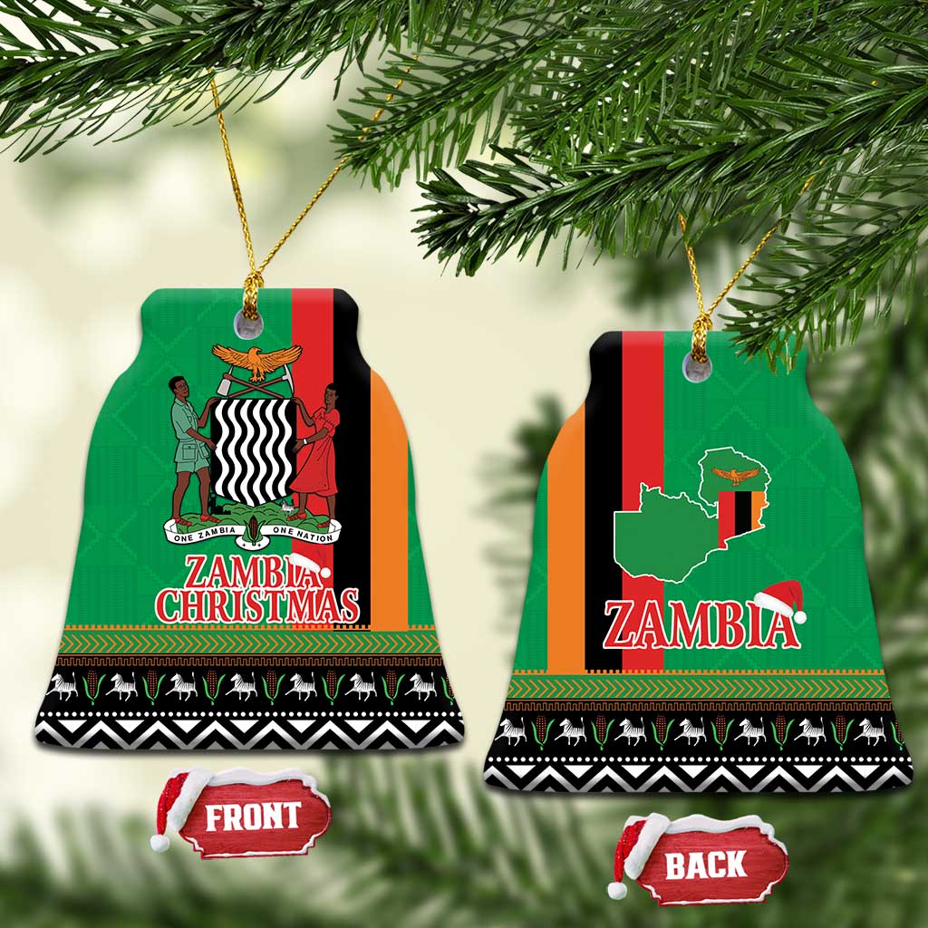 Zambia Christmas Ceramic Ornament One Zambia One Nation With Kente Pattern LT18