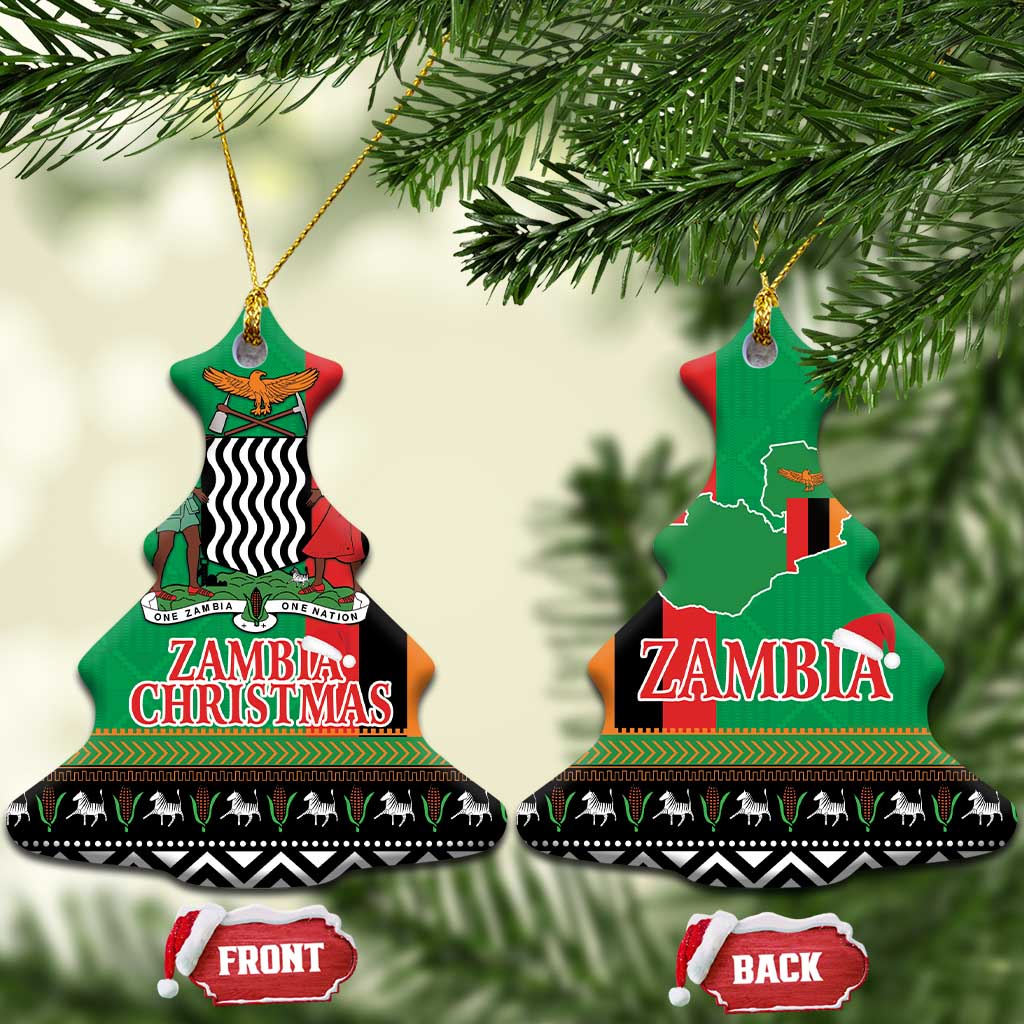 Zambia Christmas Ceramic Ornament One Zambia One Nation With Kente Pattern LT18