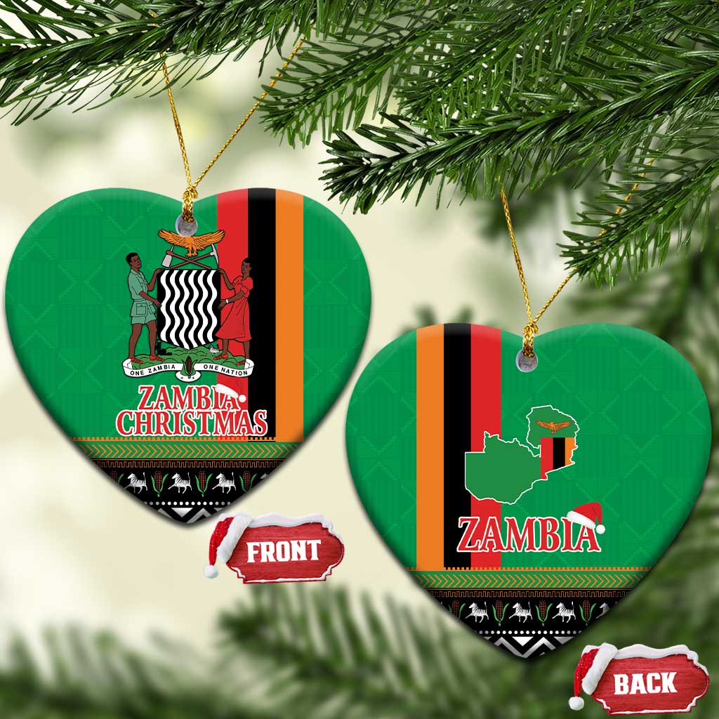 Zambia Christmas Ceramic Ornament One Zambia One Nation With Kente Pattern LT18