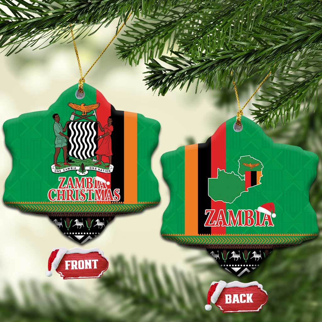 Zambia Christmas Ceramic Ornament One Zambia One Nation With Kente Pattern LT18
