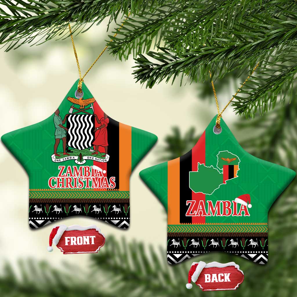 Zambia Christmas Ceramic Ornament One Zambia One Nation With Kente Pattern LT18