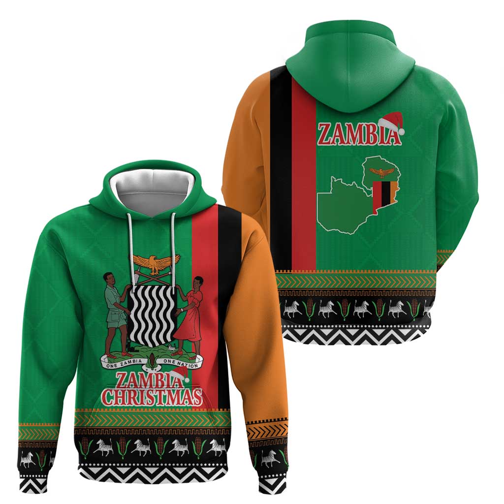 Zambia Christmas Hoodie One Zambia One Nation With Kente Pattern LT18