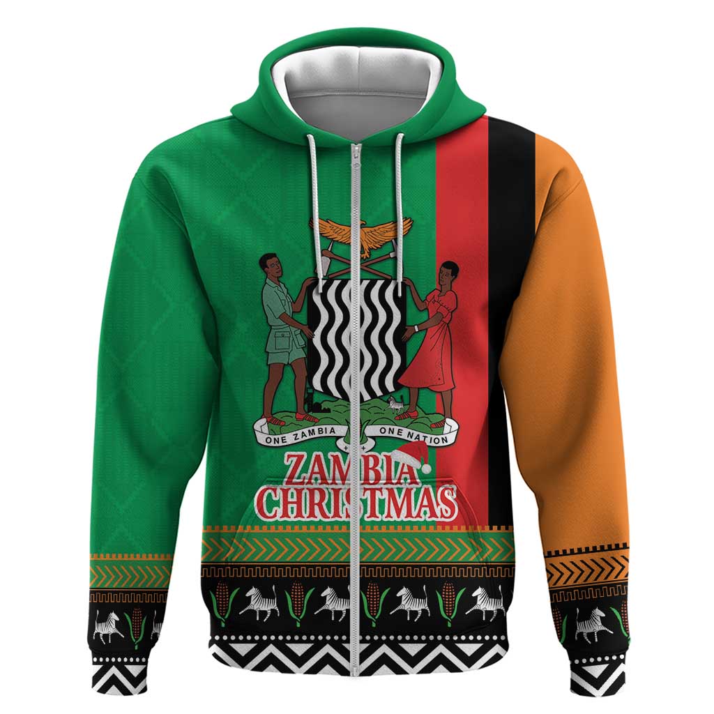 Zambia Christmas Hoodie One Zambia One Nation With Kente Pattern LT18