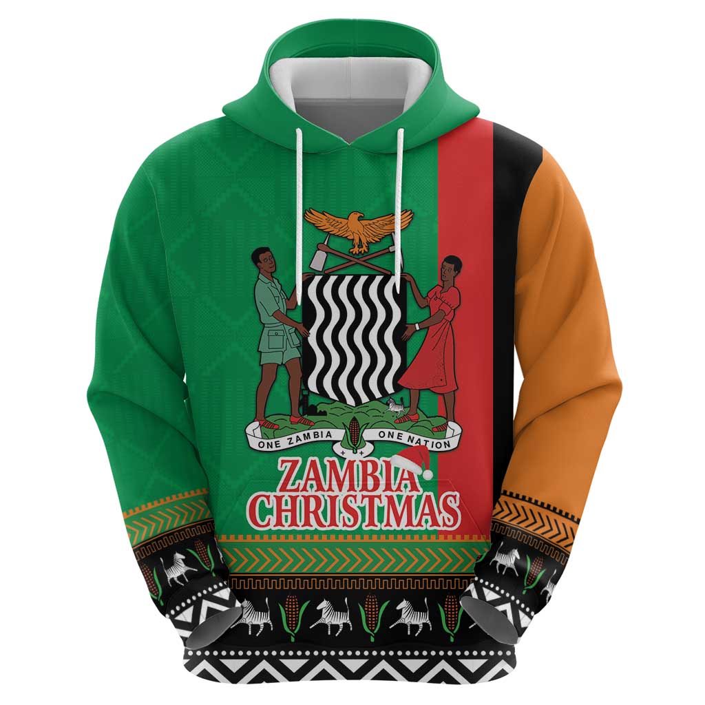 Zambia Christmas Hoodie One Zambia One Nation With Kente Pattern LT18