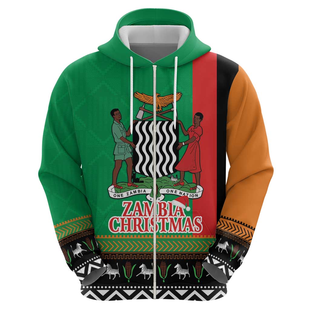 Zambia Christmas Hoodie One Zambia One Nation With Kente Pattern LT18